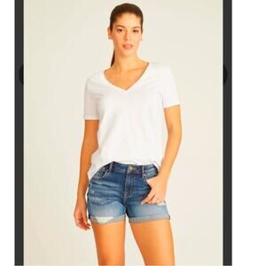 Vigoss Marley Bermuda Shorts 27 Distressed Jean Stretch Midrise Dark Wash Blue